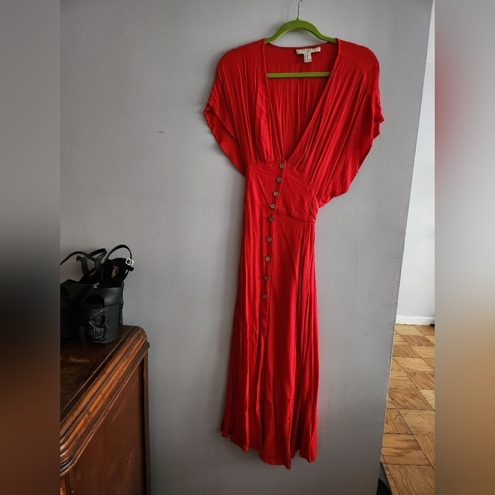SIZE Large Red Button Down Maxi Dress